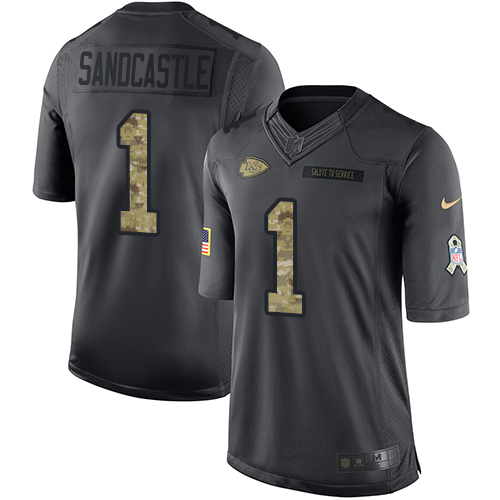 Youth Limited Leon Sandcastle Nike Jersey Black - #1 2016 Salute to Service NFL Kansas City Chiefs